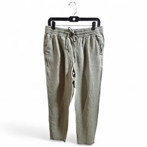 H&M Size 8, Linen Olive Green Drawstring Pants